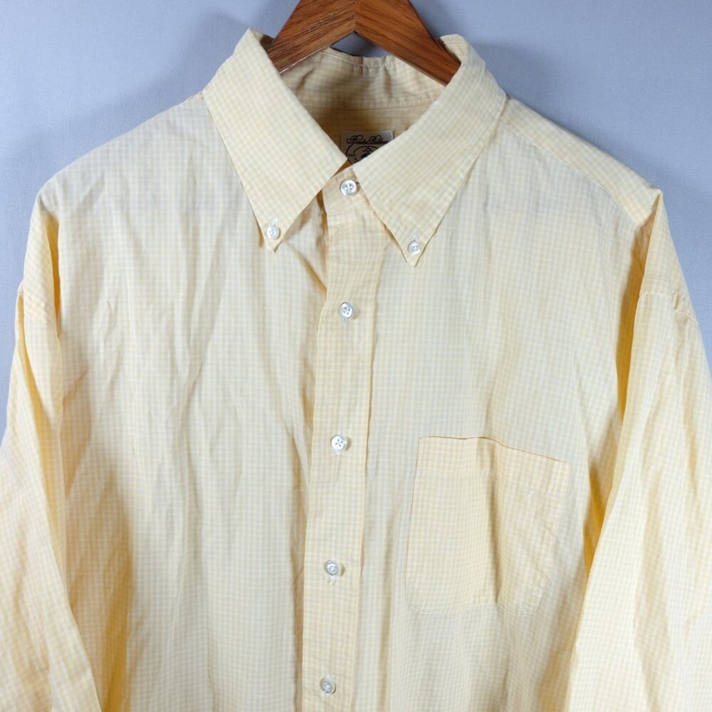 Brooks Brothers Sport Shirt Mens XL Yellow Check Long Sleeve Button Down
